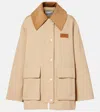 Ganni Midi Twill Jacket In Neutral