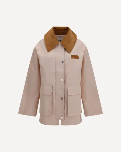 GANNI TWILL JACKET WITH SUEDE DETAILS