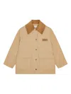 Ganni Corduroy-collar Utility Jacket In Brown