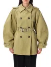 Ganni Twill Midi Trench In Multi