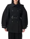 Ganni Twill Midi Trench Buckle In Multi