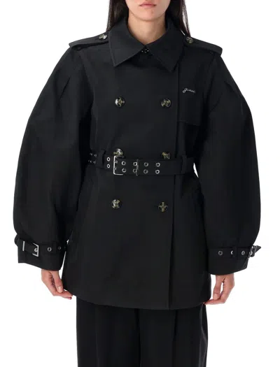 Ganni Twill Midi Trench Buckle In Multi