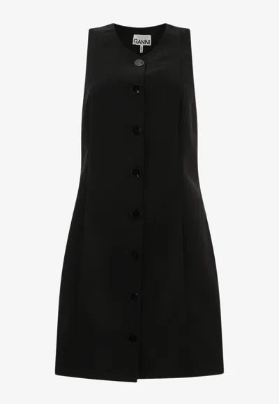 GANNI TWILL MINI BUTTONED DRESS