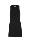 Ganni Sleeveless Twill Dress With Button Front In Black