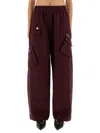 Ganni Womens Elasticated Multi-pocket Nylon Trousers Port Royale In Burgundy