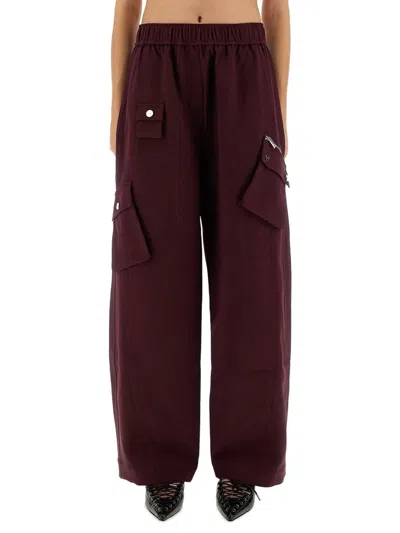 Ganni Twill Pants In Burgundy