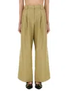 Ganni Mid-rise Pleated Wide-leg Pants In Beige
