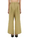 Ganni Mid-rise Pleated Wide-leg Pants In Beige