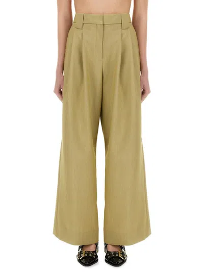 Ganni Twill Suit Pants In Sand
