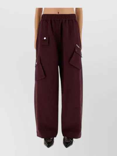 Ganni Womens Elasticated Multi-pocket Nylon Trousers Port Royale In Burgundy
