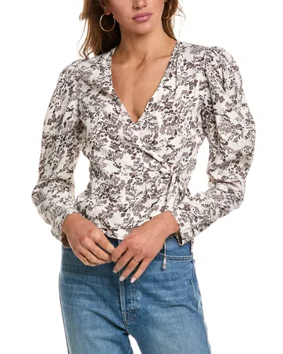 Ganni Twill Wrap Blouse In Brown