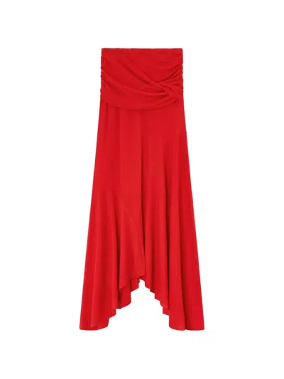Ganni Twist-detail Maxi Skirt In Red