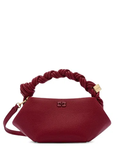 Ganni Twisted-handle Tote Bag In Burgundy
