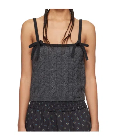 Ganni Twisted Knitted Sling In Black