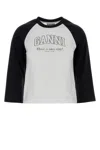 Ganni Baseball Graphic Raglan Crew Neck T-shirt In Black