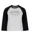 Ganni Baseball Graphic Raglan Crew Neck T-shirt In White