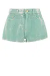 Ganni High-waisted Denim Shorts Featuring Tie-dye Effect In Blue