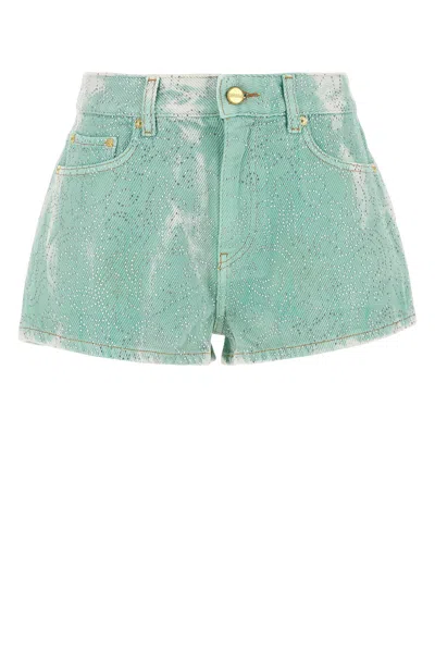 GANNI GANNI TWO-TONE DENIM SHORTS
