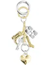 Ganni Two-tone Keyring In Gold
