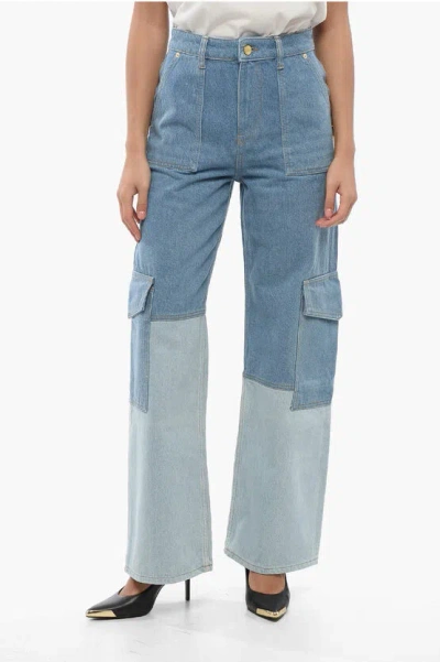 GANNI TWO-TONE LOOSE FIT CARGO JEANS 26CM
