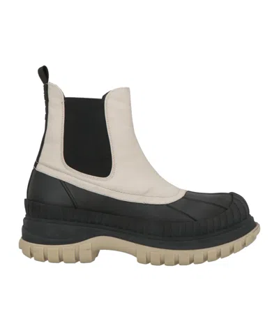 Ganni Two-color Thick-soled Boots In Black