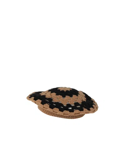 Ganni Two-tone Knit Beret In Multi