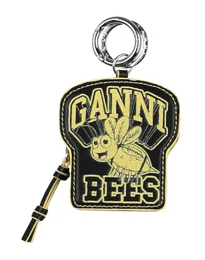 Ganni Two-tone Leather Keychain In Orange