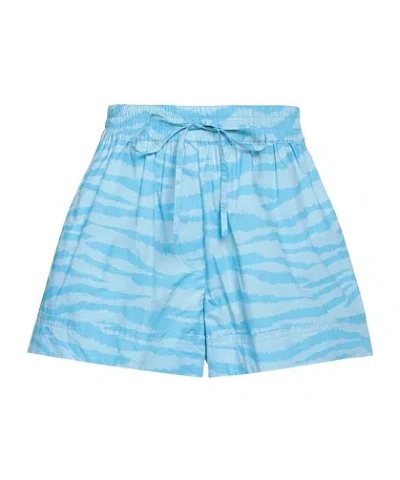 Ganni Two-tone Shorts In Blue