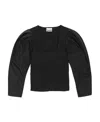 Ganni U-neck Cropped Organic-cotton Blouse In Black
