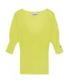 Ganni U-neck Merino Wool Top In Yellow