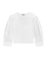 Ganni Smocked Cotton-poplin Cropped Blouse In White