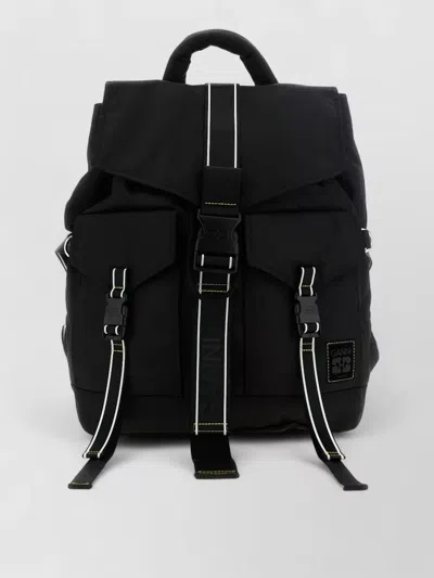 Ganni Urban Backpack Adjustable Straps Front Pockets In Black