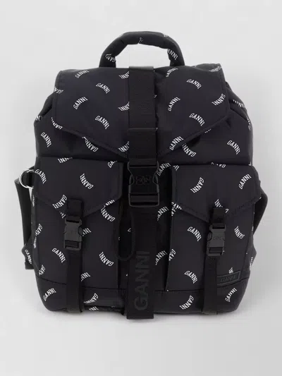 Ganni Urban Tech Backpack Top Handle Straps In Black