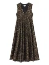 Ganni V-neck Animal-print Midi Dress In Animal Print