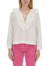 GANNI GANNI V-NECK BLOUSE