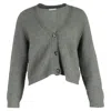 Ganni V-neck Buttoned Cardigan In Olive Green Wool In Green