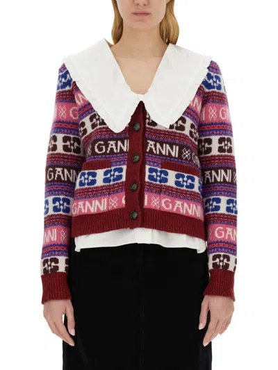 GANNI V-NECK CARDIGAN