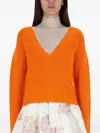 Ganni V-neck Cashmere Pullover In Orange