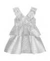 Ganni Sleeveless Metallic Jacquard Layer Dress In White