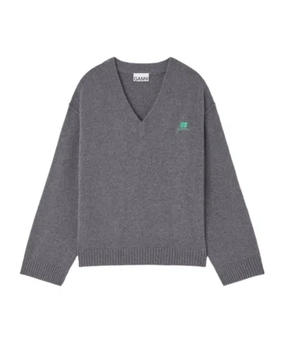 GANNI GANNI V-NECK JUMPER