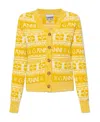 Ganni Logo Wool Mix Cardigan Maize Xs In Yellow