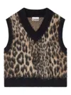 Ganni V-neck Leopard-print Vest In Multi