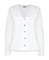 Ganni Ruffled Collar Blouse Featuring Pleats In White