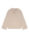 Ganni V-neck Ribbed Sweater In Brown
