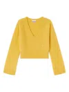 Ganni V-neck Ribbed Sweater In Yellow