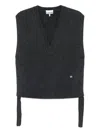 Ganni V-neck Sleeveless Vest In Black