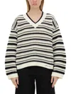 Ganni Gestreifter Pullover In Lochstrick In Multicolour
