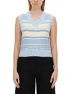 Ganni Wool Vest Knitwear Light Blue