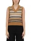 Ganni Striped Soft Alpaca Blend Vest In Multi