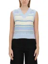 Ganni Wool Vest Knitwear Light Blue In Azure